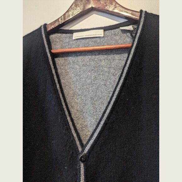 RANDOM IDENTITIES - Cashmere blend two-tone cardigan - Sz L - Picture 3 of 9